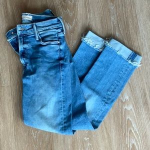 Mother The Mid Rise Dazzler Ankle Fray Size 25 Denim